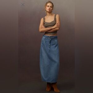 Barrel Denim Midi Skirt Pilcro by Anthropologie